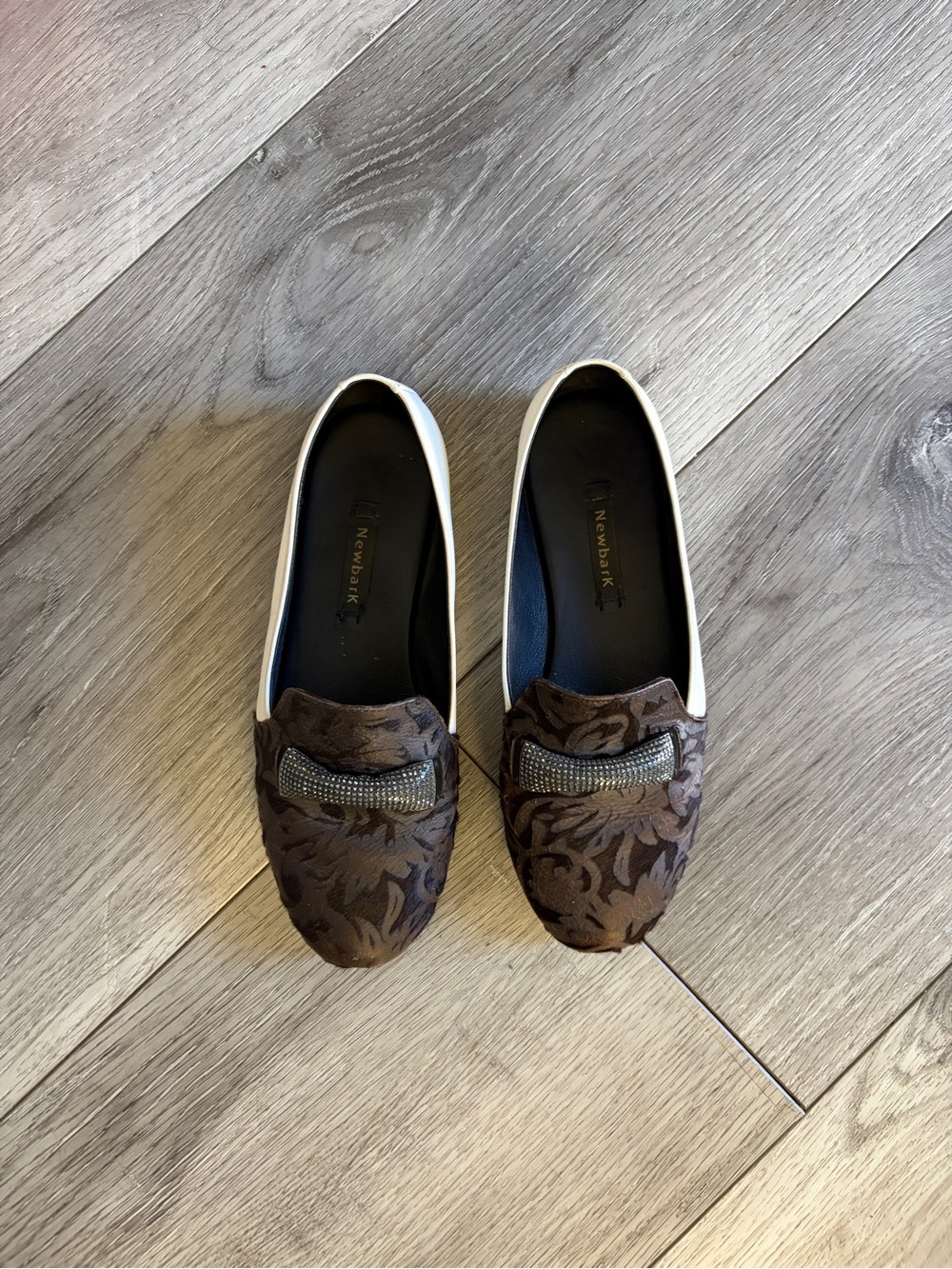 NewBark Black & white pony hair  Loafers with Swarovski Rhinestone Accent